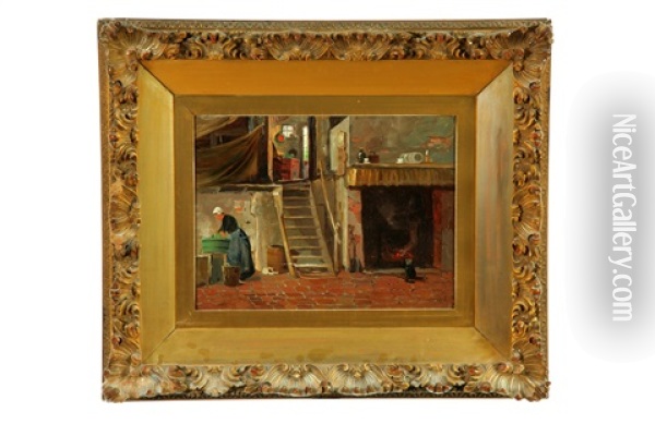 Interior Scene Oil Painting - Charles Paul Gruppe