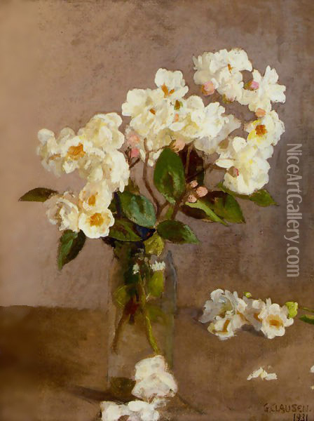 Little White Roses Oil Painting - Sandor Nagy