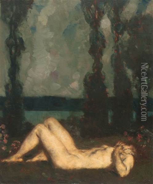 Liegender Frauenakt Oil Painting - Carl von Marr