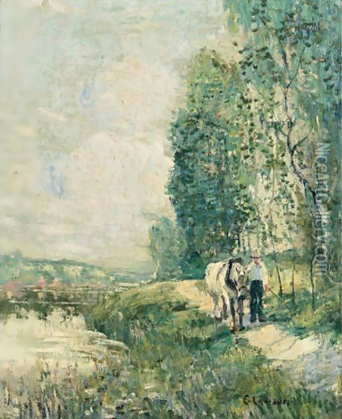 The Towpath Oil Painting - Ernest Lawson