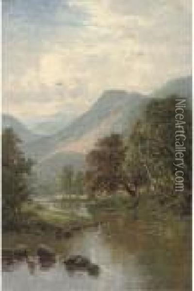 A Peaceful Stretch Of The River Oil Painting - Benjamin Williams Leader
