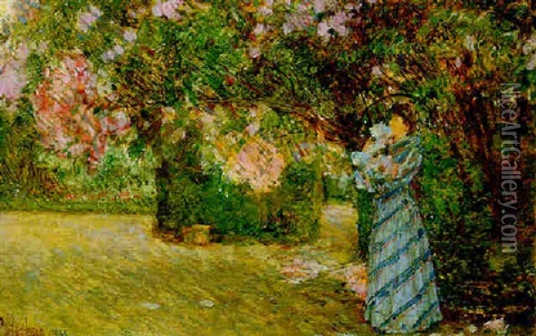 Mrs. Hassam At Villiers-le-bel Oil Painting - Childe Hassam