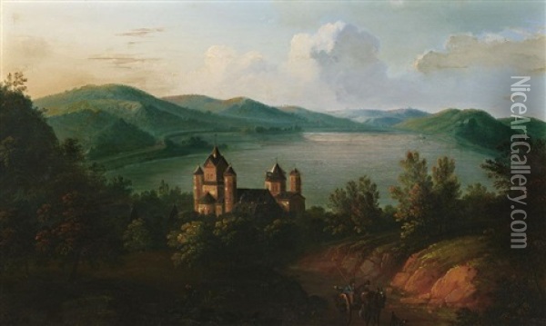 Das Kloster Maria Laach Mit Dem See Im Hintergrund Oil Painting - Jakob Diezler