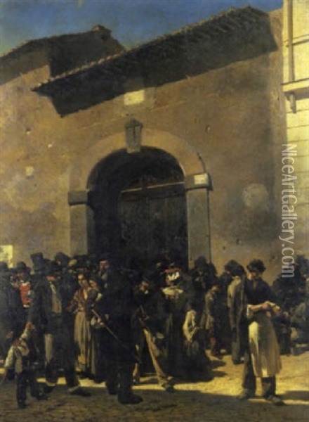 Incoraggiamento Al Vizio, 1868 Oil Painting - Michele Cammarano