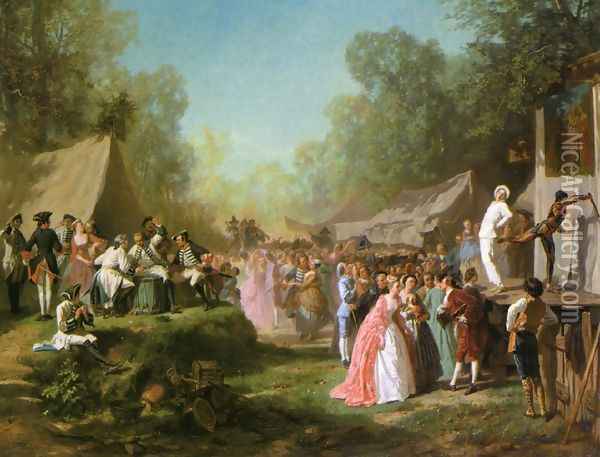 Un Demanche au Val, a Saint-Germain-en-Laye Oil Painting - Adolphe-Alexandre Delestre