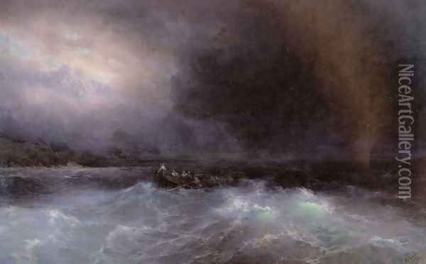 Ship At Sea Oil Painting - Ivan Konstantinovich Aivazovsky
