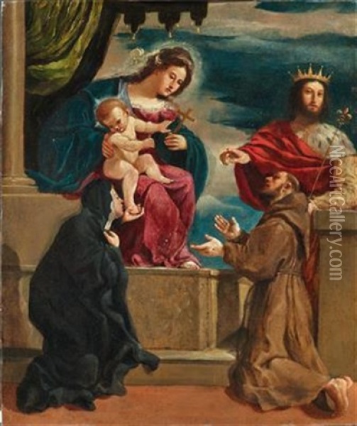 Madonna And Child With Saint Catherine Oil Painting -  Guercino
