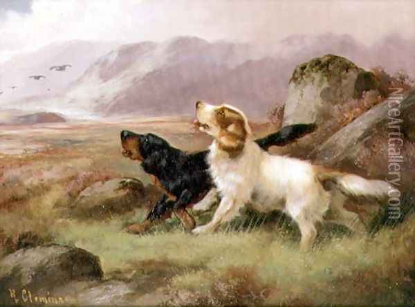 Gundogs (one of a pair) Oil Painting - Robert Cleminson