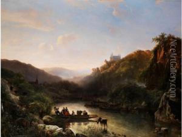 Bergige Flusslandschaft Mit Erh Oil Painting - Abraham Van Der Wayen Pieterszen