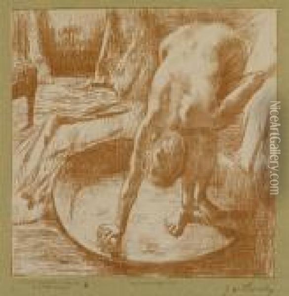 Le Bain From Quinze Lithographies Oil Painting - Edgar Degas