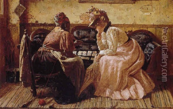 It's All In The Cards Oil Painting - Harry Herman Roseland