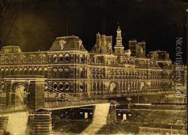 L'hotel De Ville, Circa 1851 Oil Painting - Louis Remy Robert