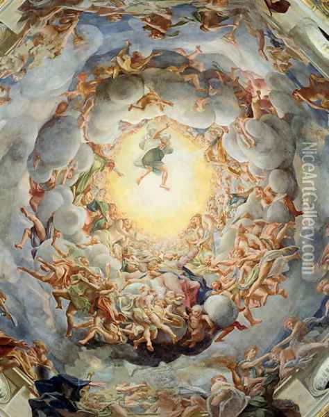 Assumption of the Virgin, from the ceiling of the dome, 1526-30 Oil Painting - Antonio Allegri da Correggio
