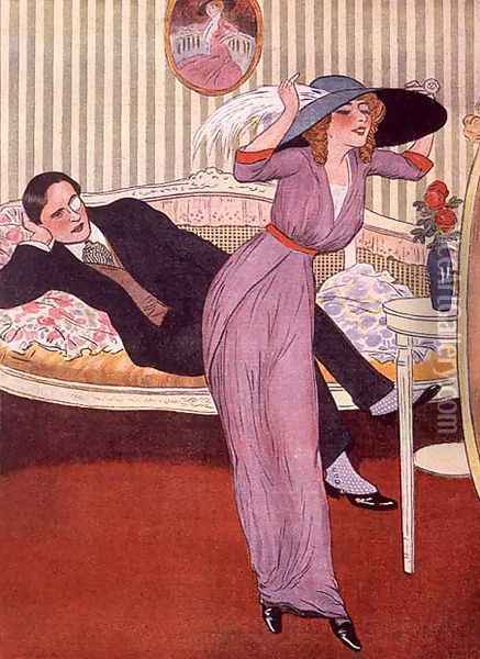 Conjugal compliments, from 'Le Rire' c.1910 Oil Painting - Alfredo Opisso Cardona