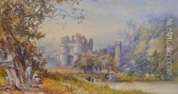 Herstmonceux Castle Oil Painting - James Burrell-Smith