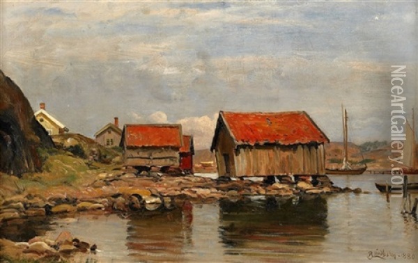 Fiskelage Oil Painting - Berndt Adolf Lindholm