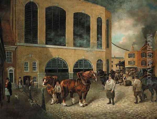 View of the Black Eagle Brewery, Brick Lane, Whitechapel, London Oil Painting - Dean Wolstenholme, Jr