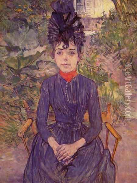 Portrait Of Justine Dieuhl In The Garden Oil Painting - Henri De Toulouse-Lautrec