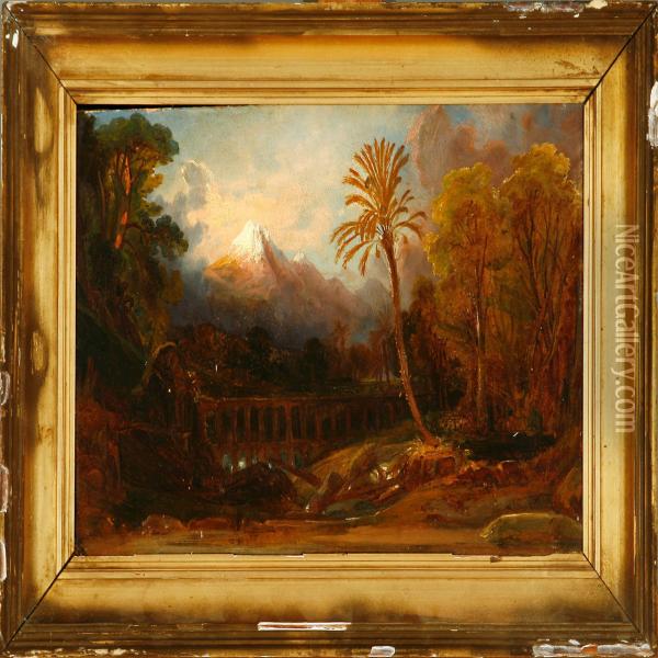 Evening Atmosphere, Presumably In Elsasser, India Oil Painting - Fritz Sigfried G. Melbye