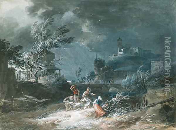 In the storm Oil Painting - Alexandre-Jean Noel