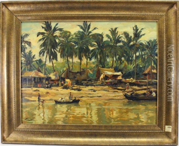 Indonesian River Oil Painting - Hans von Hayek