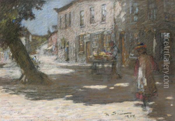The Fruit Seller; And A Stroll Through The Village Oil Painting - Mark Senior