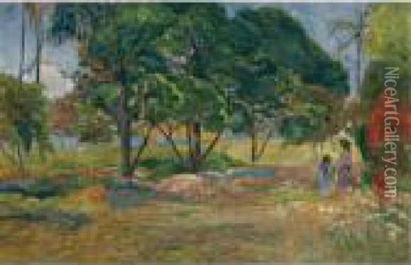 Paysage Aux Trois Arbres Oil Painting - Paul Gauguin