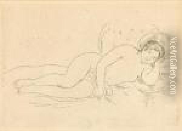 Femme Nue Couche (tournee A Droite) 2e Planche Oil Painting - Pierre Auguste Renoir