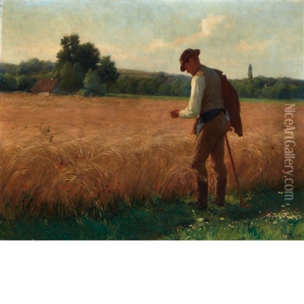 After The Harvest Oil Painting - Josef Straka