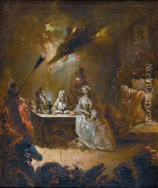 Fantastische Interieurszene Bei Kerzenlicht Mit Dame Oil Painting - Francisco Goya