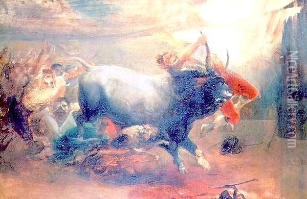 The Bull Fight Oil Painting - Mikolas Ales