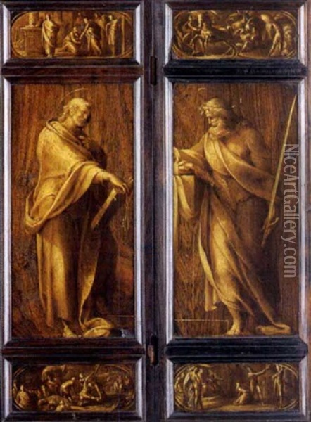 San Pietro E San Paolo Con Scene Delle Loro Vite Oil Painting - Jacopo Bertoia