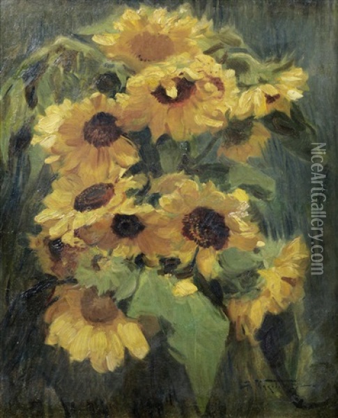 Sunflowers Oil Painting - Alexandr Vladimirovich Makovsky