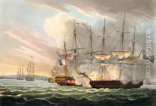 Destruction of the French Fleet in Basque Roads Oil Painting - Thomas Whitcombe