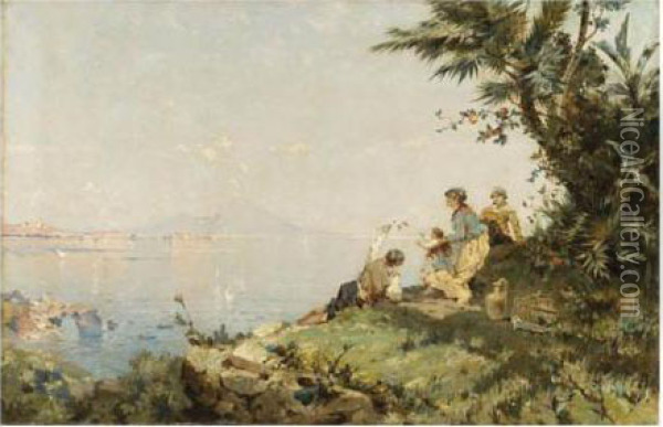 Pique Nique Devant Le Golfe De Naples Oil Painting - Franz Richard Unterberger