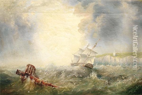 Running Up The Coast In Heavy Seas Oil Painting - Henry Redmore
