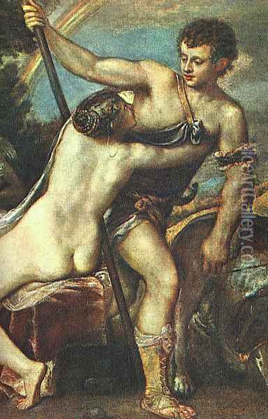 Venus and Adonis (detail) 1560 Oil Painting - Tiziano Vecellio (Titian)