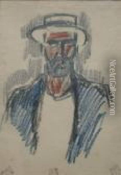 Hombre Barbado Oil Painting - Rafael Perez Barradas