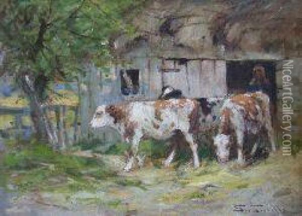 Off To Pasture Oil Painting - George Smith