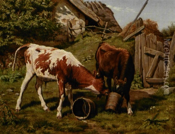 Et Par Kalve Oil Painting - Theodor Philipsen