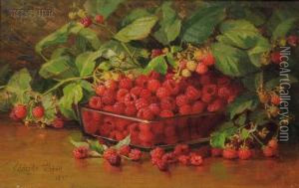 Raspberries Oil Painting - Adelaide Palmer