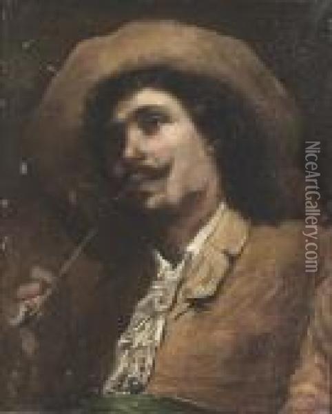 Schule Des
Portrat Eines Herrn Mit Hut. Oil Painting - Gustave Courbet