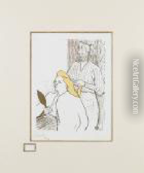 Le Coiffeur-programme De Theatre Libre (wittrock 15) Oil Painting - Henri De Toulouse-Lautrec
