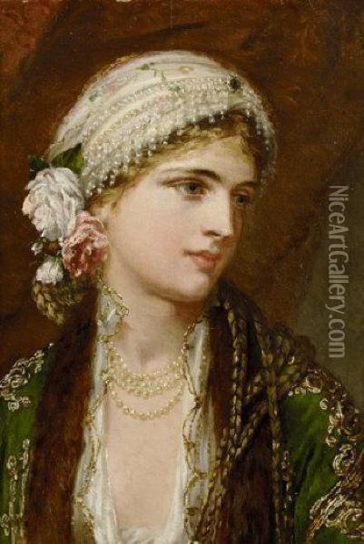 Portrait Of A Lady Oil Painting - Charles Wynee Nicholls