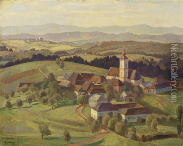 Dorfer In Hugeliger Landschaft Oil Painting - Lothar Bechstein
