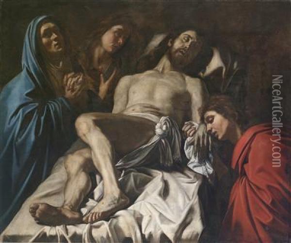 Pieta Oil Painting - Maestro Della Flagellazione Di Cesena