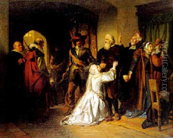 A Condemned Man's Farewell Oil Painting - Julius Friedrich Anton Schrader