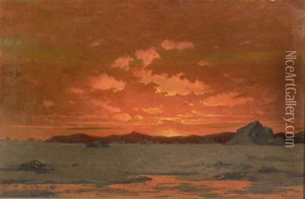 Arctic Ice Field Under The Midnight Sun (sketch) Oil Painting - William Bradford