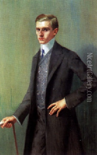 Portrait Eines Jungen Herren Oil Painting - Rudolf Konopa