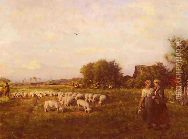 La Bergere (The Shepherd) Oil Painting - Jules Breton